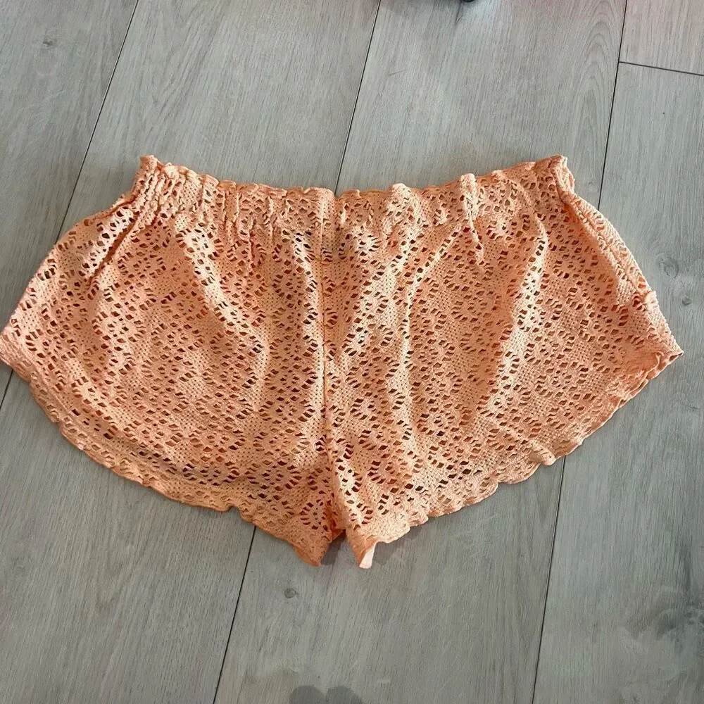 Free People Beach Crochet Love Shorts Size S Peach Lace